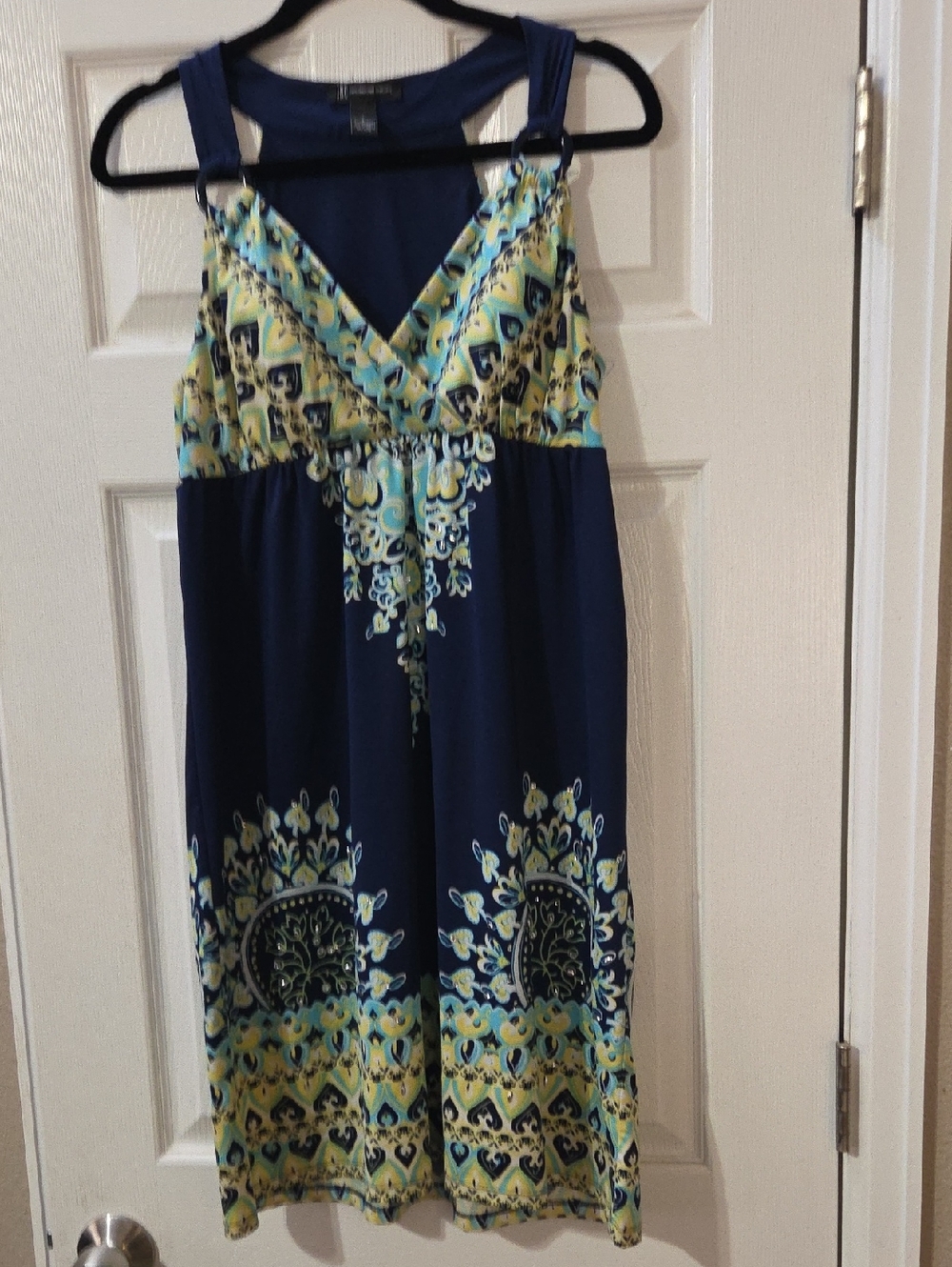 INC International Concepts Navy Printed Sleeveless Dress